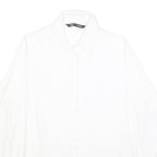 ZARA Mens White Plain Shirt M Cotton Blend Classic Button Collar Long Sleeve