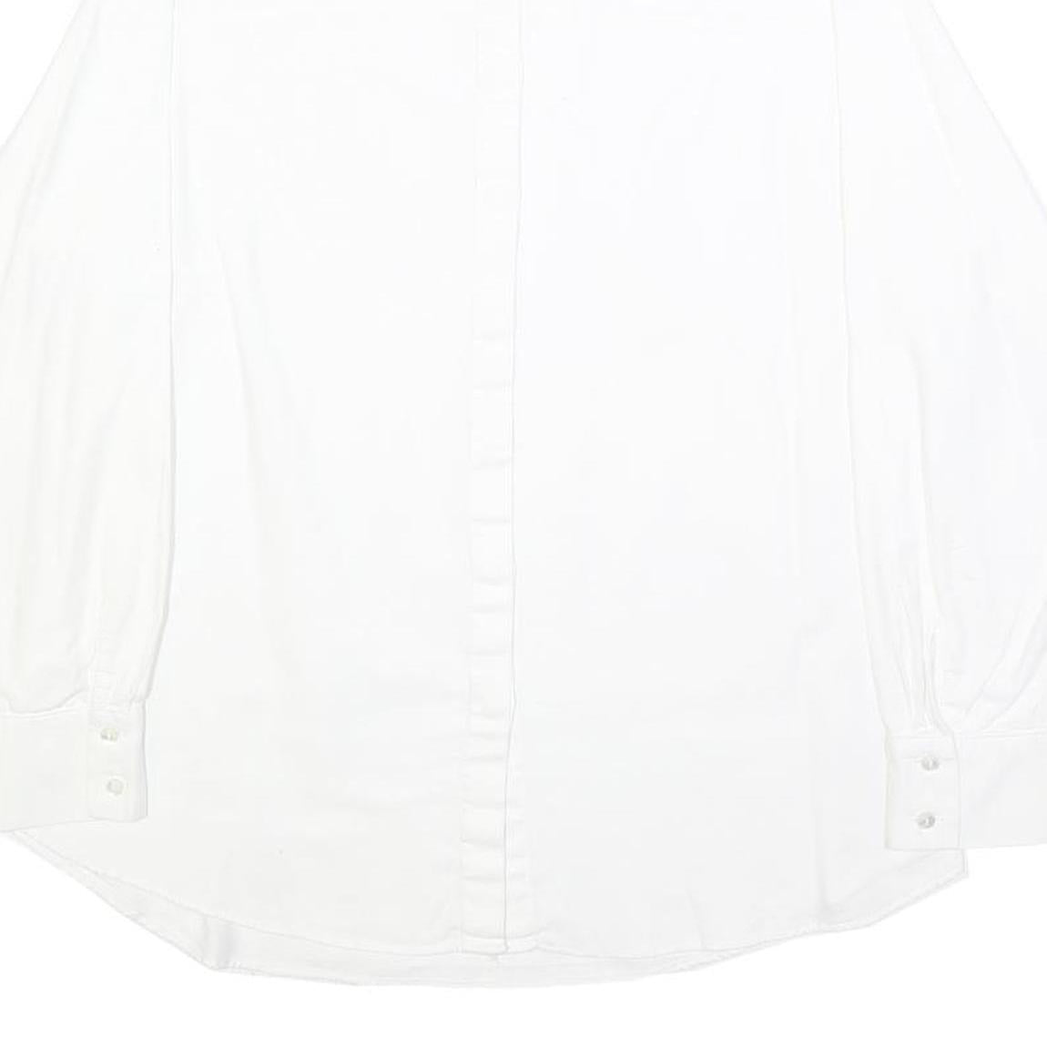 ZARA Mens White Plain Shirt M Cotton Blend Classic Button Collar Long Sleeve