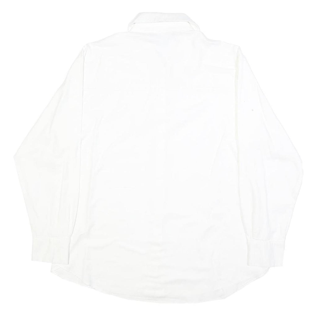 ZARA Mens White Plain Shirt M Cotton Blend Classic Button Collar Long Sleeve