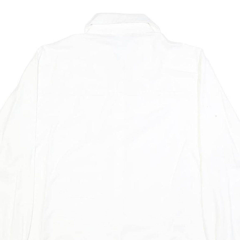 ZARA Mens White Plain Shirt M Cotton Blend Classic Button Collar Long Sleeve