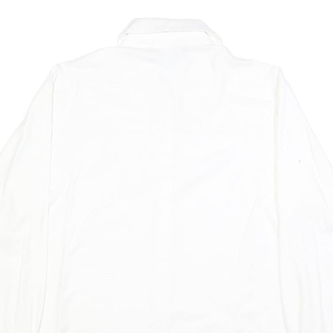 ZARA Mens White Plain Shirt M Cotton Blend Classic Button Collar Long Sleeve