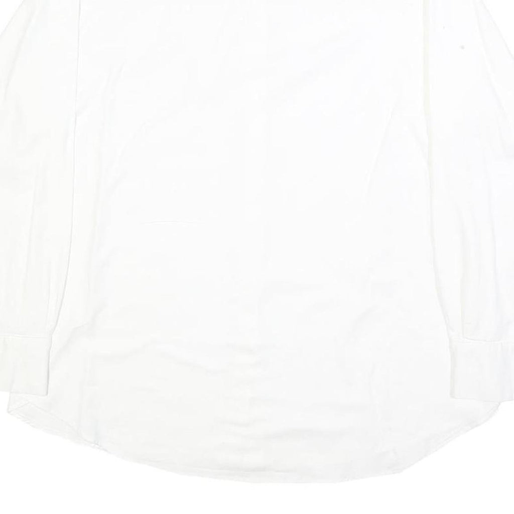 ZARA Mens White Plain Shirt M Cotton Blend Classic Button Collar Long Sleeve