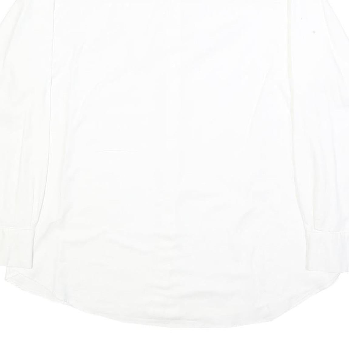 ZARA Mens White Plain Shirt M Cotton Blend Classic Button Collar Long Sleeve