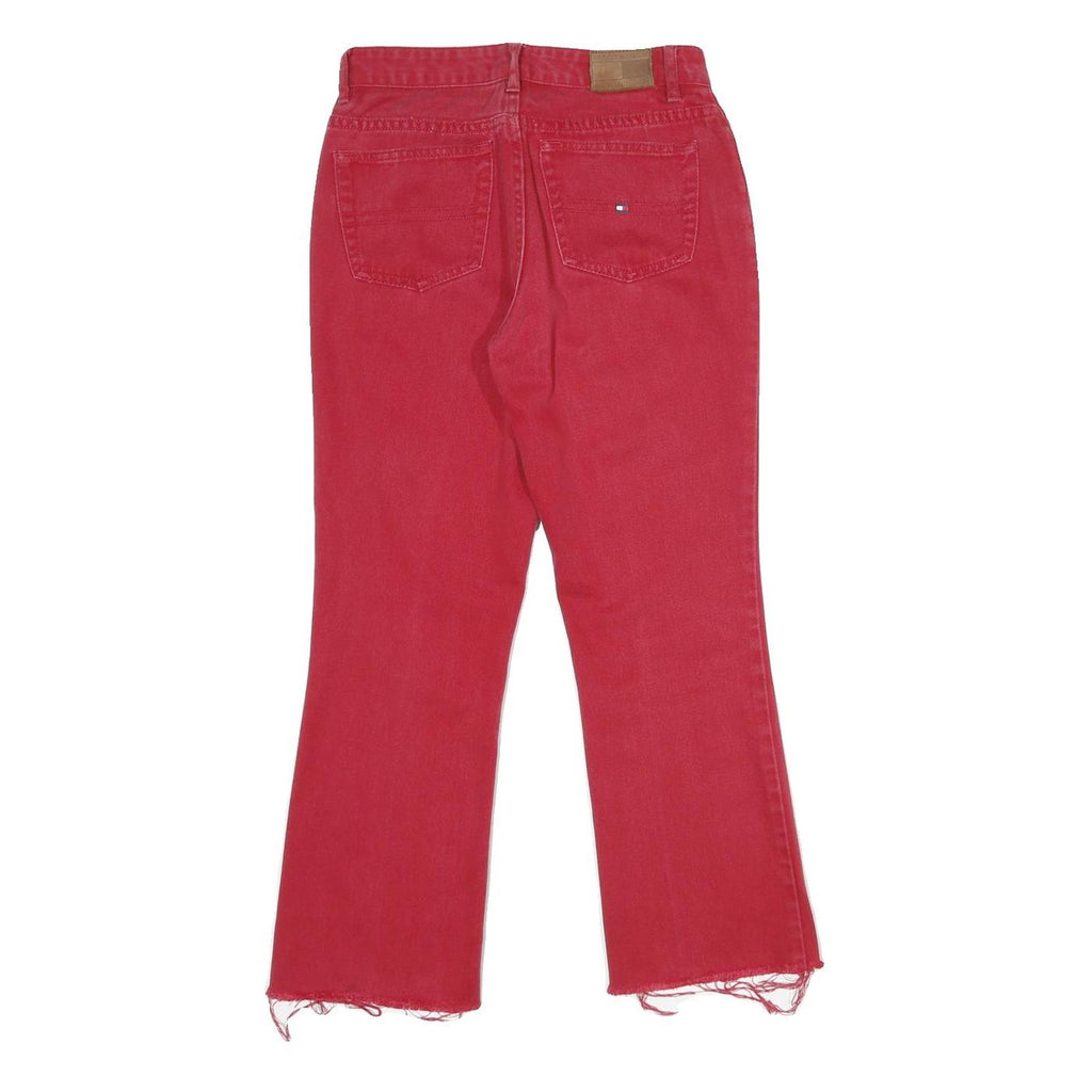 TOMMY HILFIGER Womens Jeans Red Regular Straight Denim Raw W28 L26 Frayed Hem