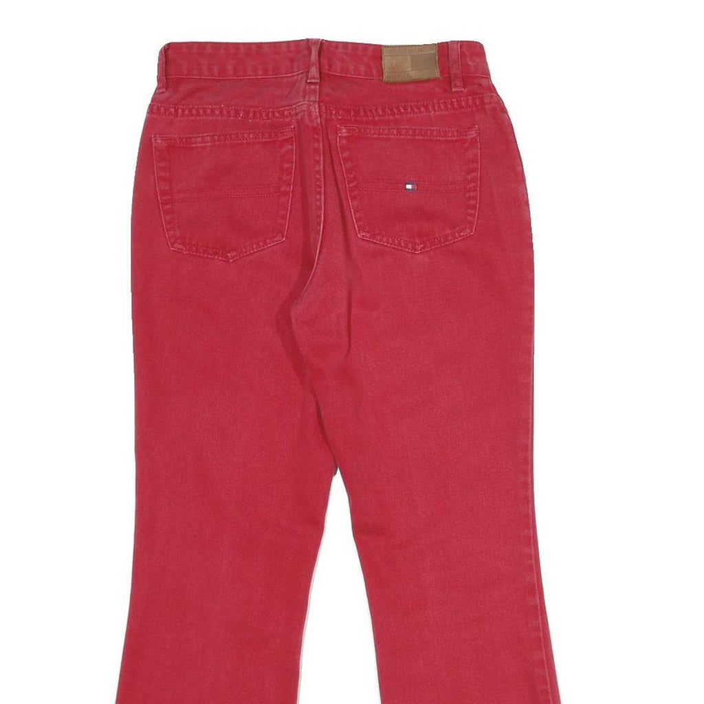 TOMMY HILFIGER Womens Jeans Red Regular Straight Denim Raw W28 L26 Frayed Hem