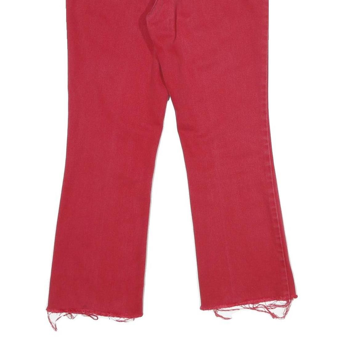 TOMMY HILFIGER Womens Jeans Red Regular Straight Denim Raw W28 L26 Frayed Hem