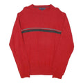 TOMMY HILFIGER Mens Red Patterned Jumper Crew Neck Basic Knit L Cotton Blend