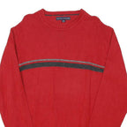 TOMMY HILFIGER Mens Red Patterned Jumper Crew Neck Basic Knit L Cotton Blend