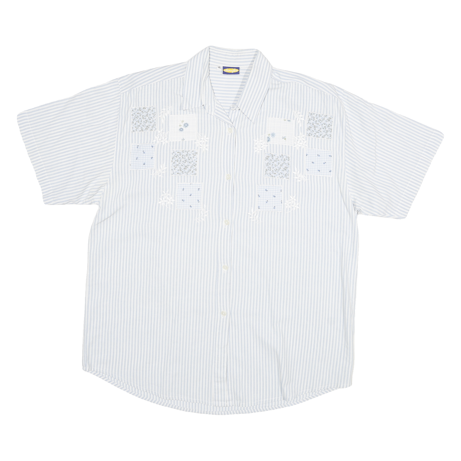 JENNIFER Womens Blue & White Striped Shirt XL Summer Casual Cotton Blend