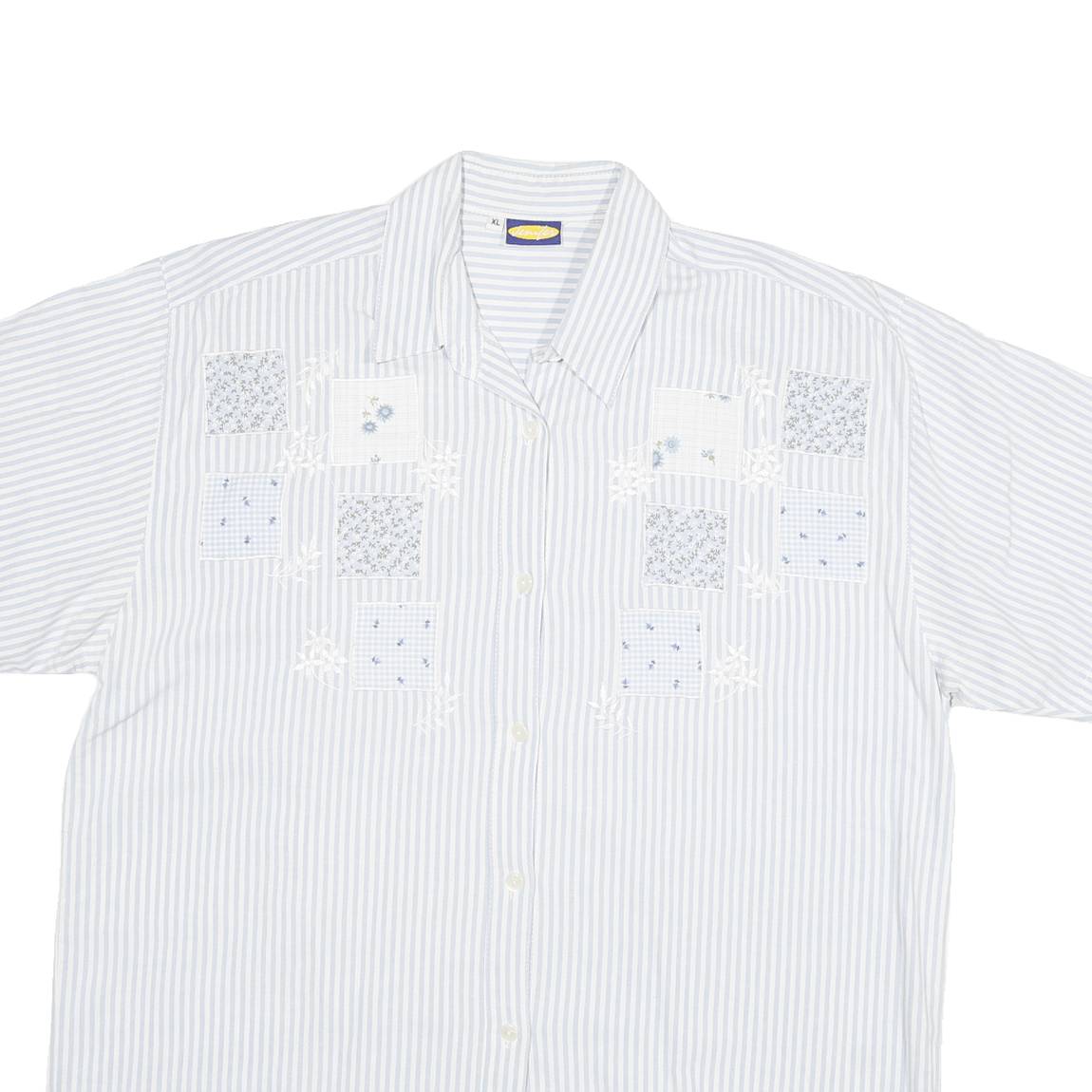 JENNIFER Womens Blue & White Striped Shirt XL Summer Casual Cotton Blend