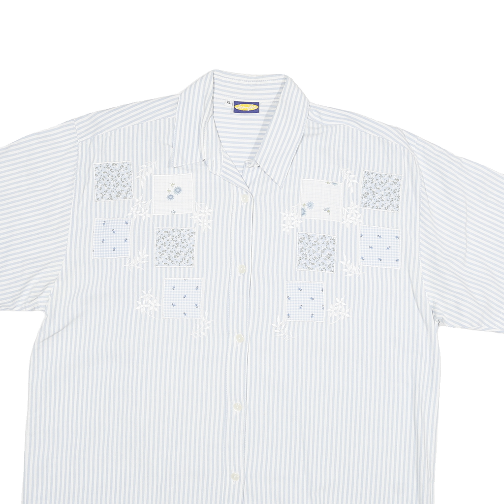 JENNIFER Womens Blue & White Striped Shirt XL Summer Casual Cotton Blend