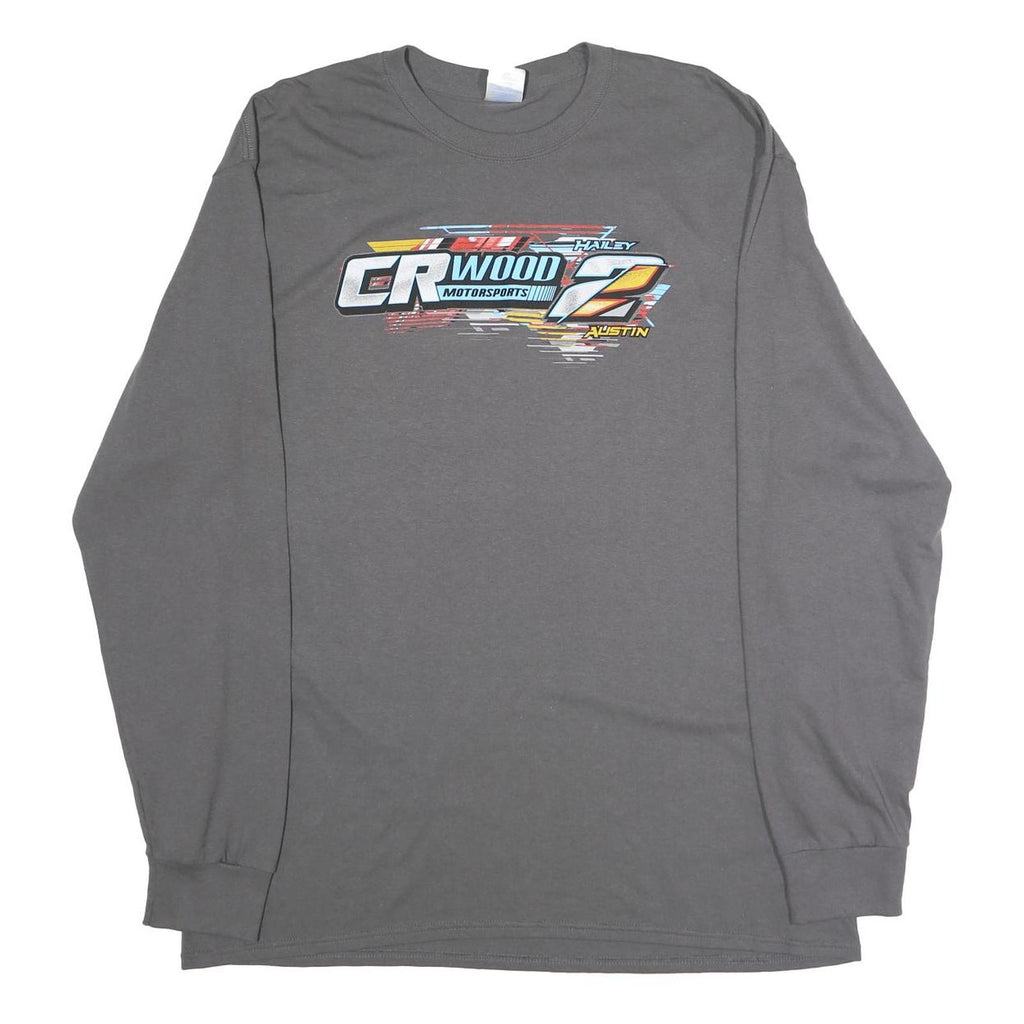 PORT AND COMPANY Mens Grey CR Wood Motorsports Long Sleeve Crew Neck XL Racing