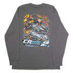 PORT AND COMPANY Mens Grey CR Wood Motorsports Long Sleeve Crew Neck XL Racing