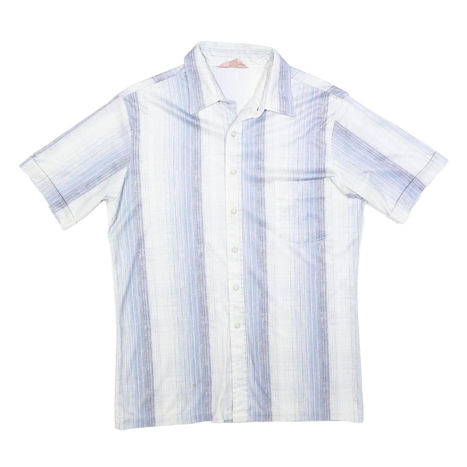 PIERRE GERARD Mens Blue & White Short Sleeve Shirt M Lightweight Summer Style