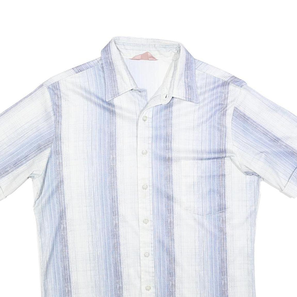 PIERRE GERARD Mens Blue & White Short Sleeve Shirt M Lightweight Summer Style