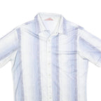 PIERRE GERARD Mens Blue & White Short Sleeve Shirt M Lightweight Summer Style