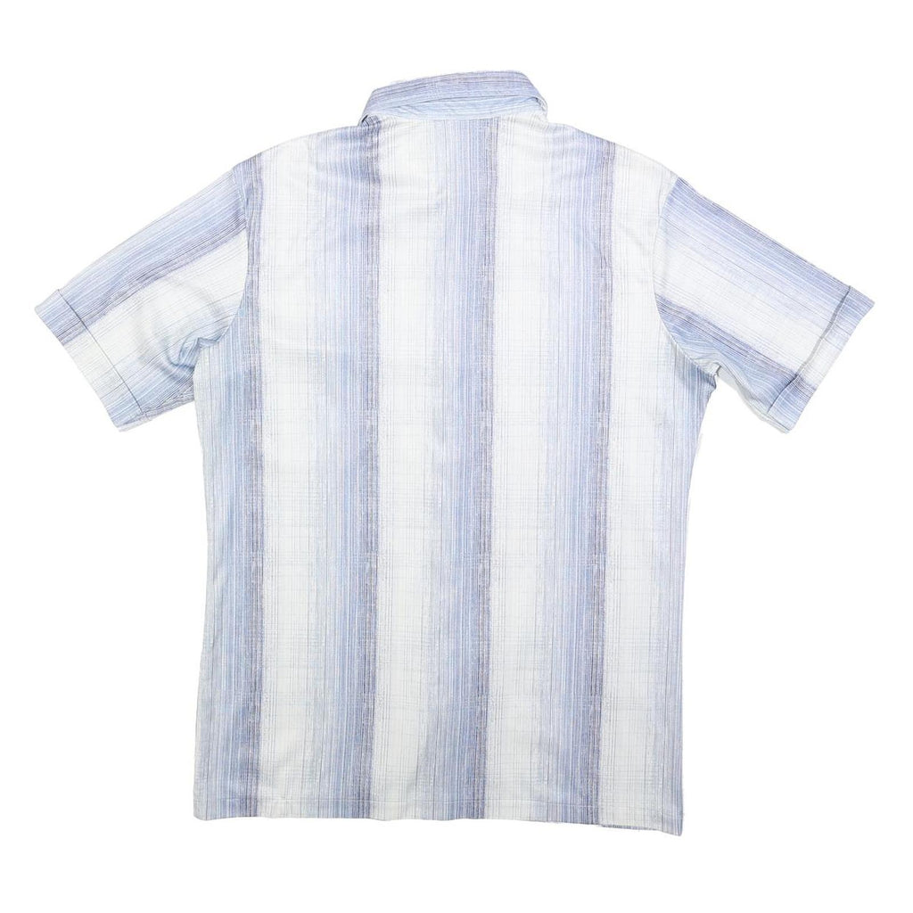 PIERRE GERARD Mens Blue & White Short Sleeve Shirt M Lightweight Summer Style