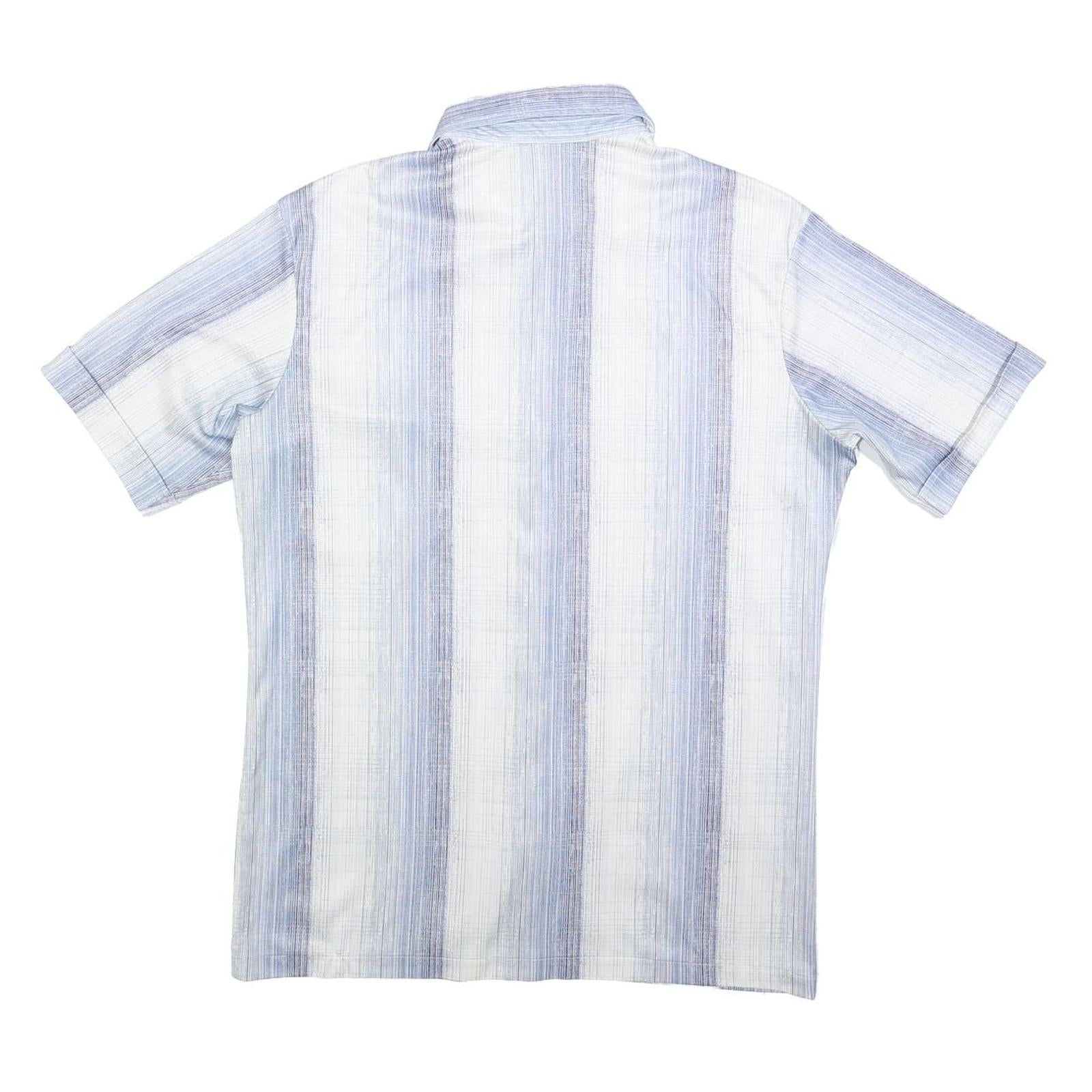 PIERRE GERARD Mens Blue & White Short Sleeve Shirt M Lightweight Summer Style