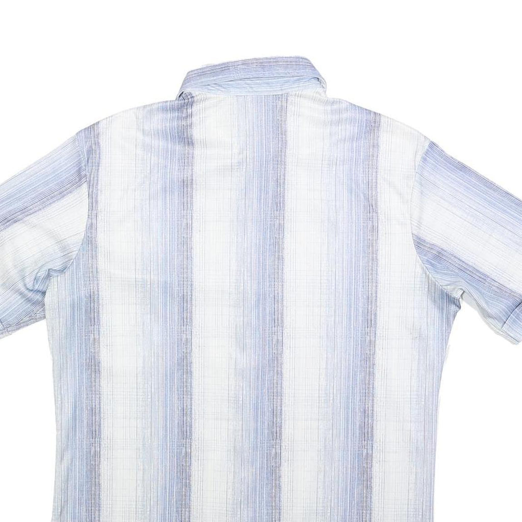 PIERRE GERARD Mens Blue & White Short Sleeve Shirt M Lightweight Summer Style