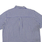 CHAPS Mens Blue & Cream Check Short Sleeve Shirt 2XL Cotton Blend Casual Button