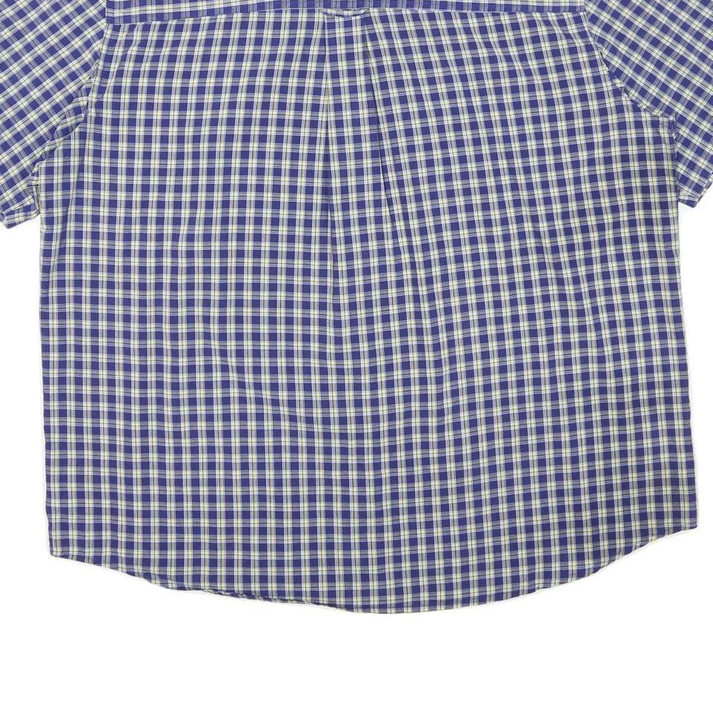 CHAPS Mens Blue & Cream Check Short Sleeve Shirt 2XL Cotton Blend Casual Button