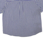 CHAPS Mens Blue & Cream Check Short Sleeve Shirt 2XL Cotton Blend Casual Button