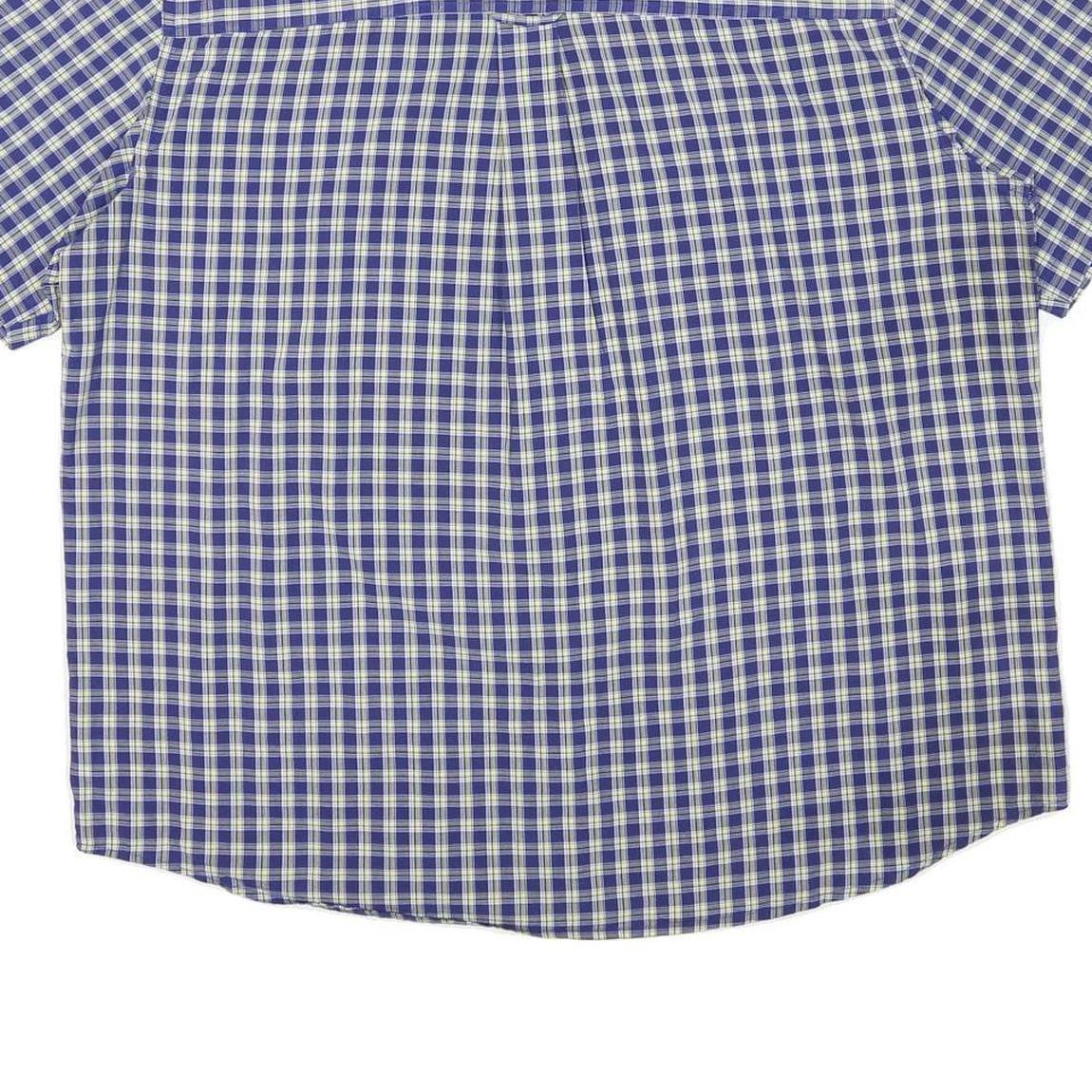 CHAPS Mens Blue & Cream Check Short Sleeve Shirt 2XL Cotton Blend Casual Button