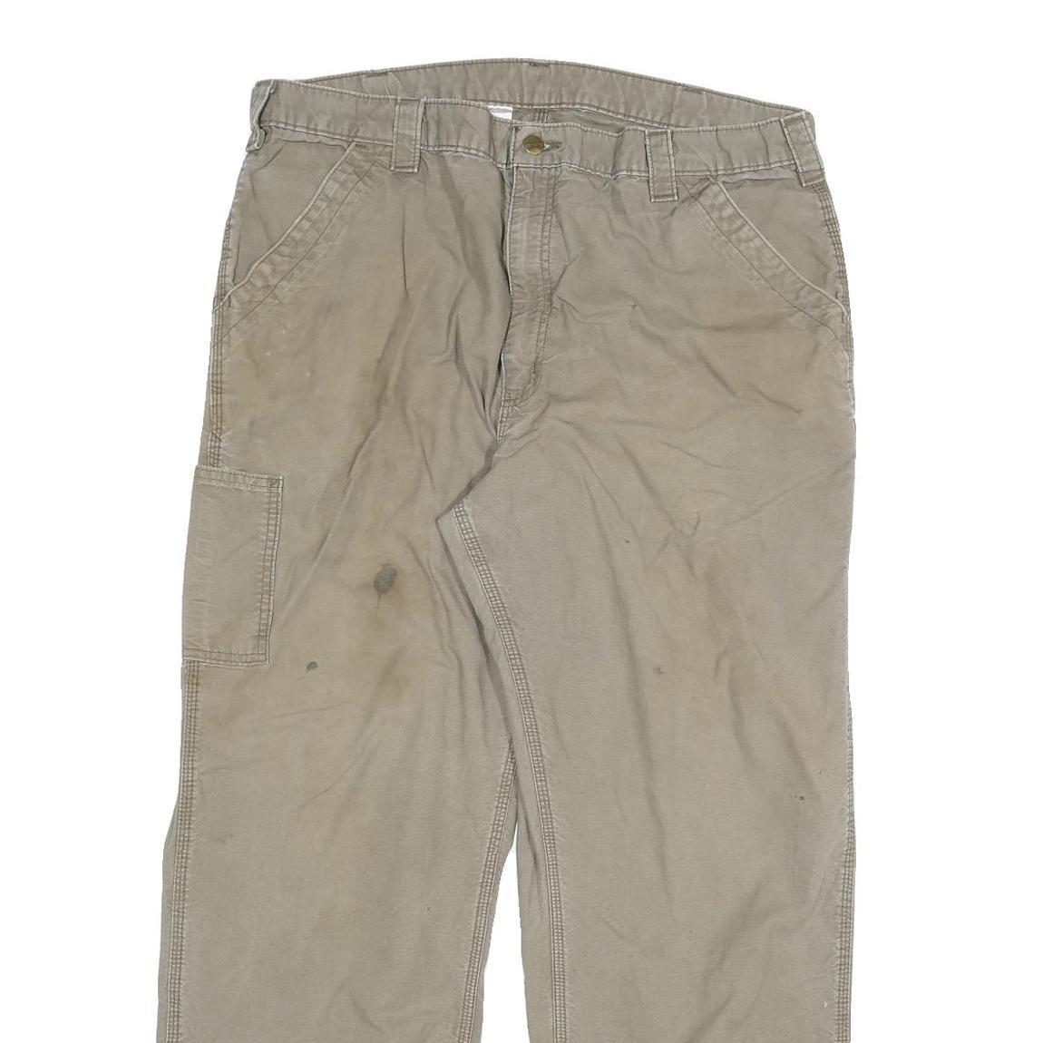 CARHARTT Mens Cotton Blend Beige Relaxed Straight Trousers W40 L32 Workwear