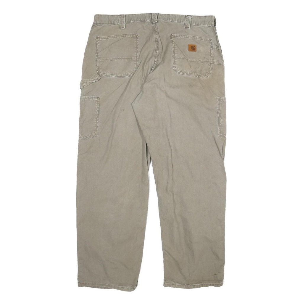 CARHARTT Mens Cotton Blend Beige Relaxed Straight Trousers W40 L32 Workwear