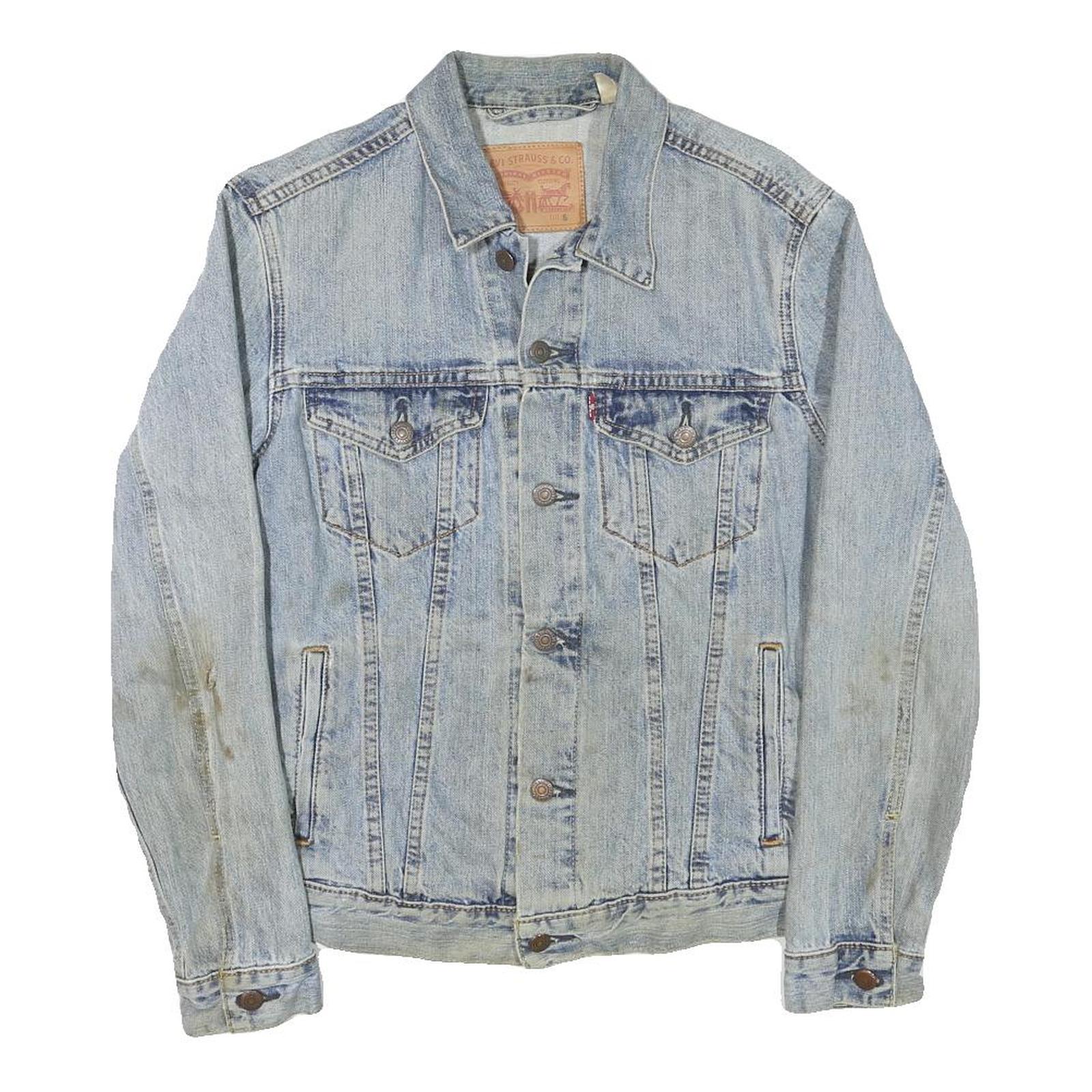 LEVI'S Mens Blue Denim Jacket S Cotton Blend Button Closure Classic Fit Casual