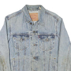 LEVI'S Mens Blue Denim Jacket S Cotton Blend Button Closure Classic Fit Casual
