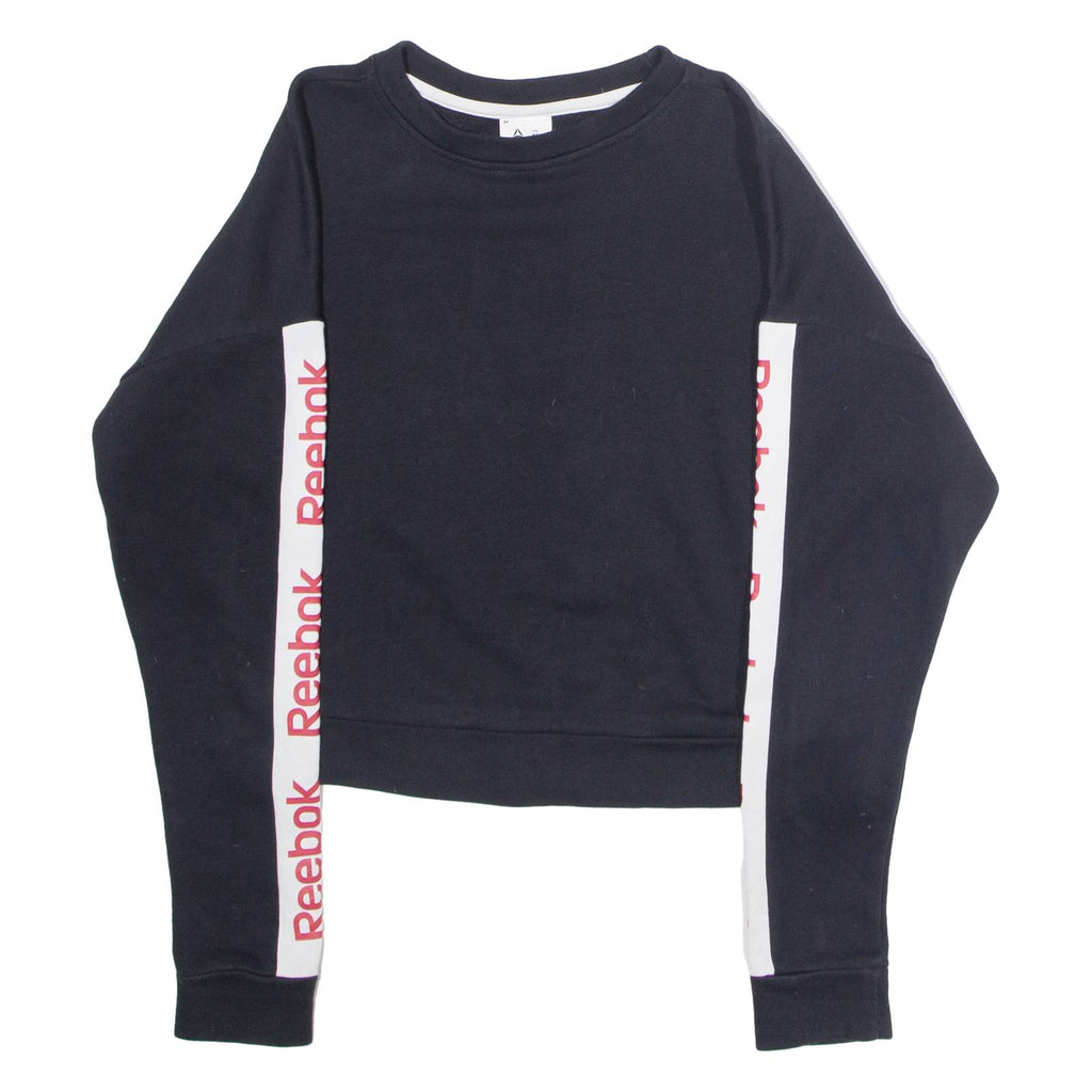 REEBOK Womens Sweatshirt Black Crew Neck XS