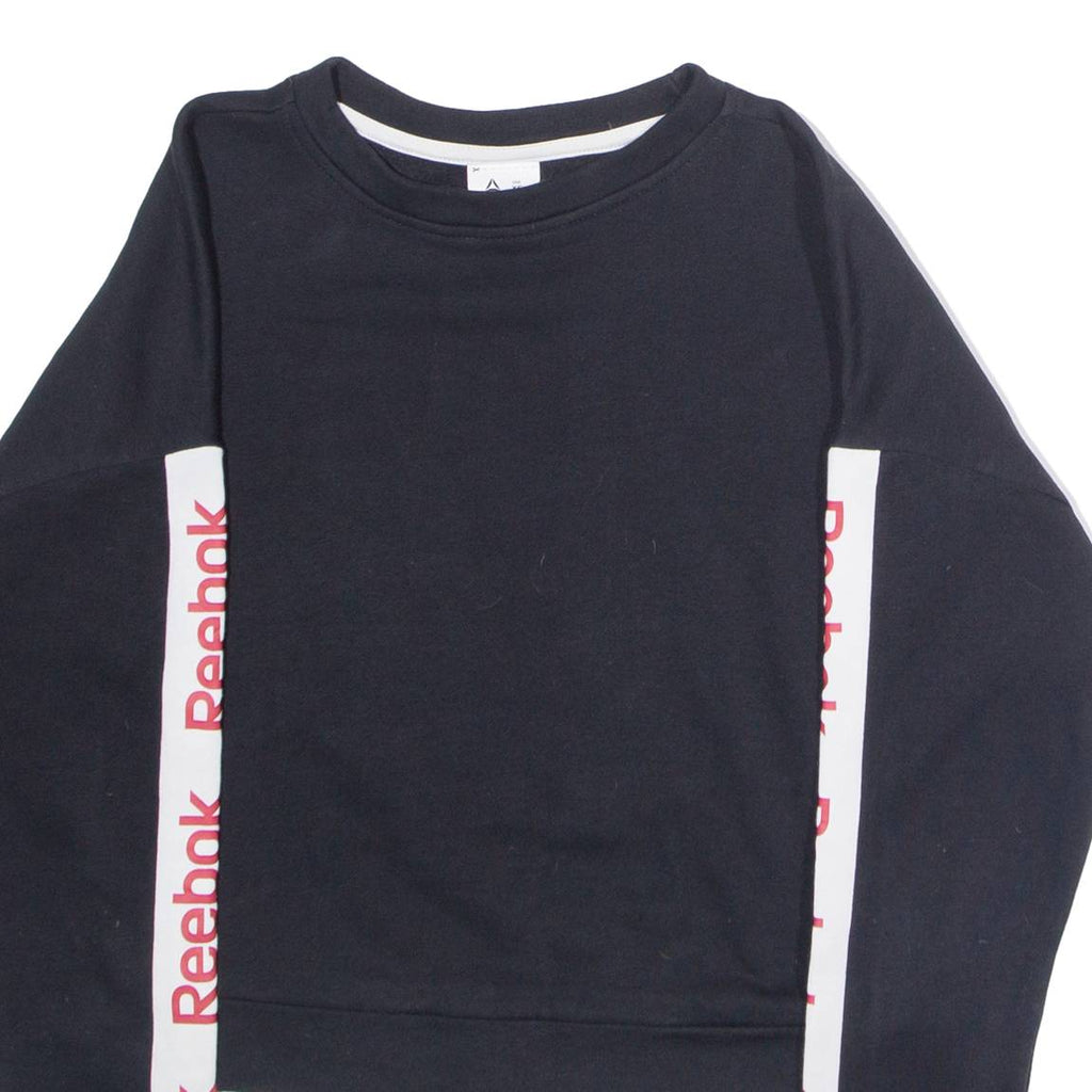 REEBOK Womens Sweatshirt Black Crew Neck XS