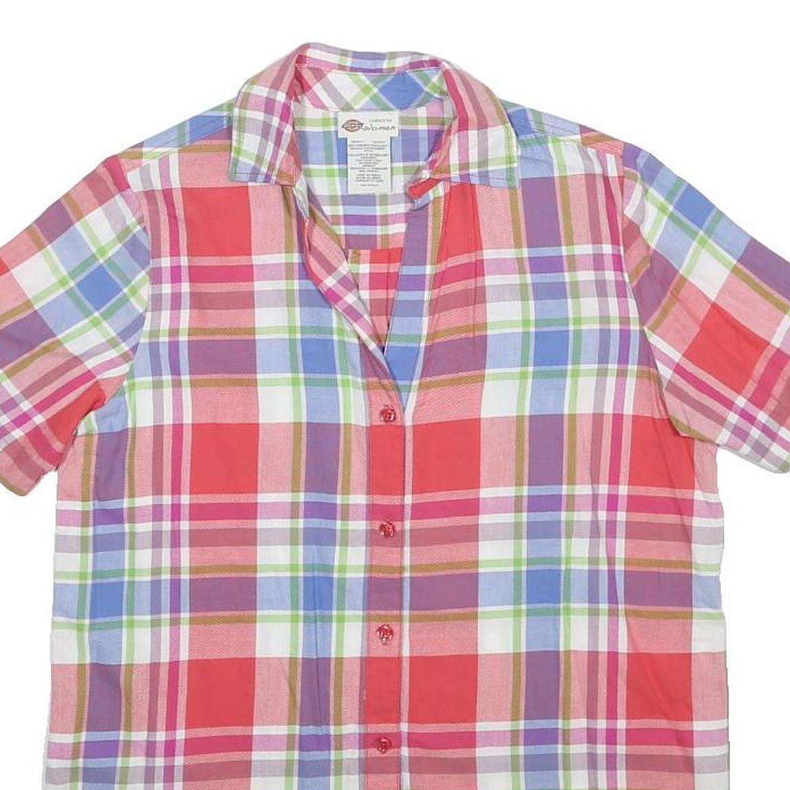 DICKIES Womens Pink Red Purple Cotton Shirt S Checked Button Up Casual
