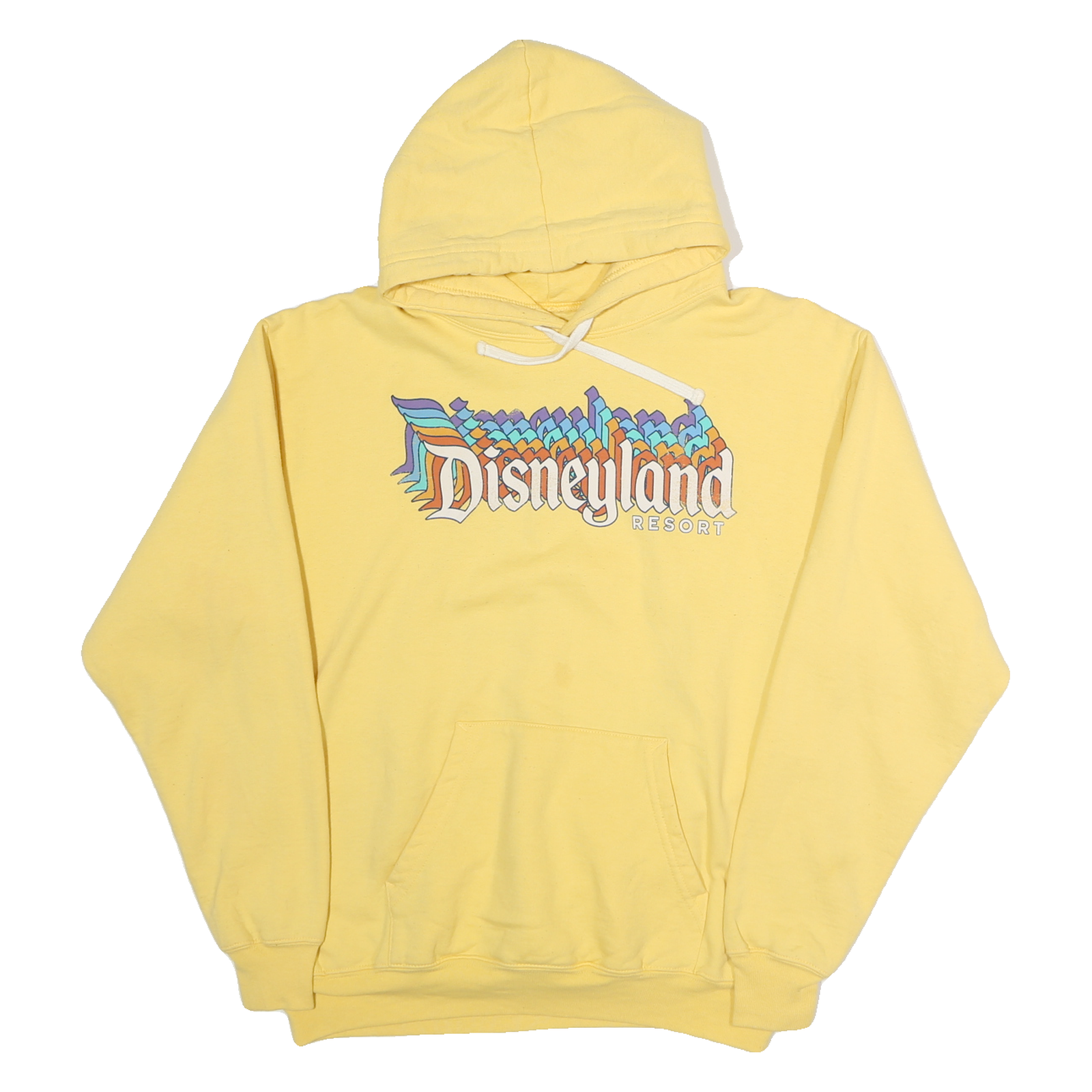 DISNEY Womens Yellow Disneyland Resort Hoodie M Cotton Pullover Casual