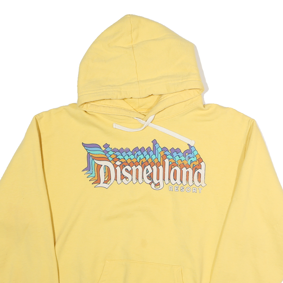 DISNEY Womens Yellow Disneyland Resort Hoodie M Cotton Pullover Casual