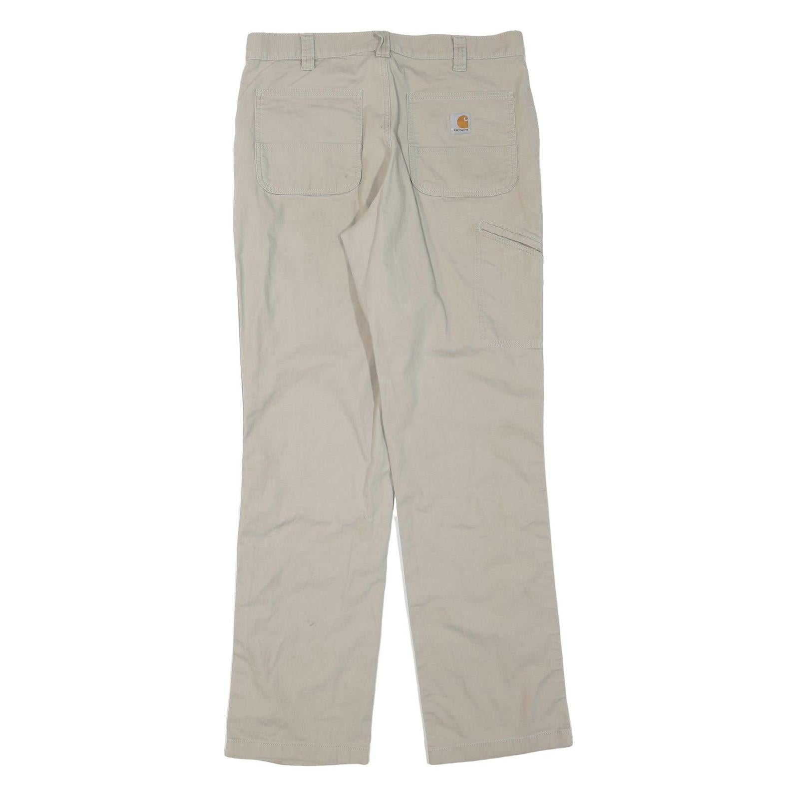 CARHARTT Mens Cotton Blend Beige Regular Fit Straight Leg Trousers W34 L36