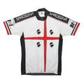 BERGAMO Mens White Black & Red Cycling Jersey M Short Sleeve Round Neck
