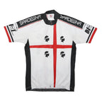 BERGAMO Mens White Black & Red Cycling Jersey M Short Sleeve Round Neck