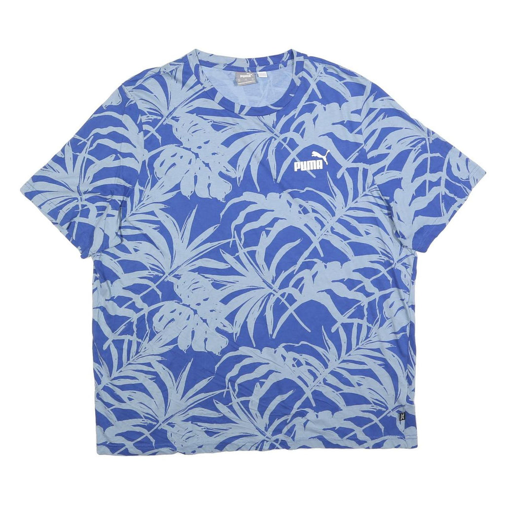 PUMA Mens Blue Leaf Print T-Shirt 2XL Short Sleeve Crew Neck Casual Wear