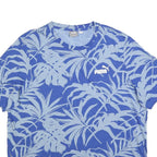 PUMA Mens Blue Leaf Print T-Shirt 2XL Short Sleeve Crew Neck Casual Wear