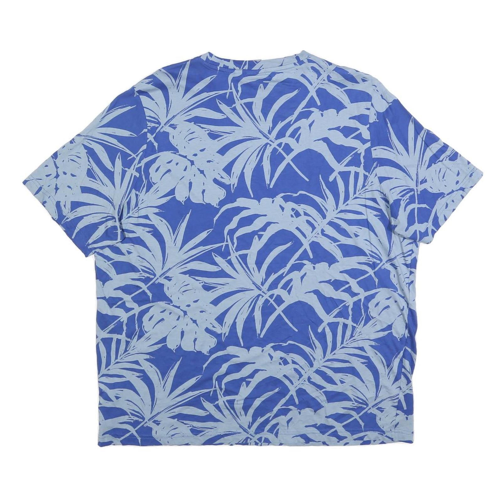 PUMA Mens Blue Leaf Print T-Shirt 2XL Short Sleeve Crew Neck Casual Wear