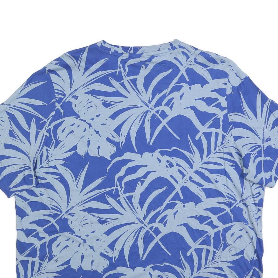 PUMA Mens Blue Leaf Print T-Shirt 2XL Short Sleeve Crew Neck Casual Wear