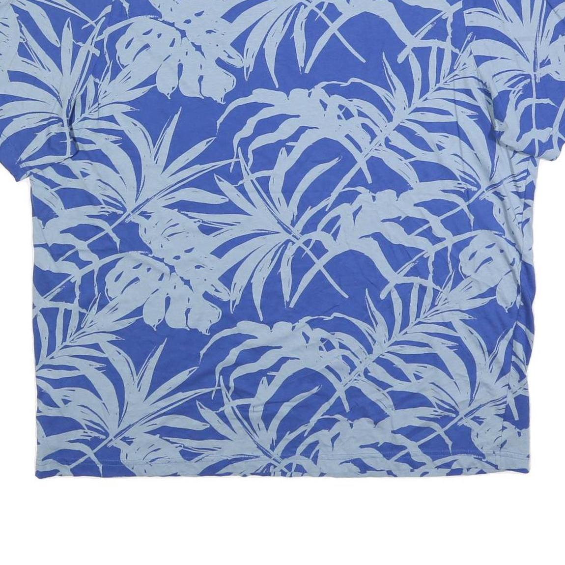 PUMA Mens Blue Leaf Print T-Shirt 2XL Short Sleeve Crew Neck Casual Wear