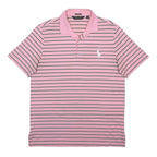 POLO RALPH LAUREN Mens Pink & Black Stripe Short Sleeve Polo Shirt L Cotton