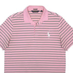 POLO RALPH LAUREN Mens Pink & Black Stripe Short Sleeve Polo Shirt L Cotton