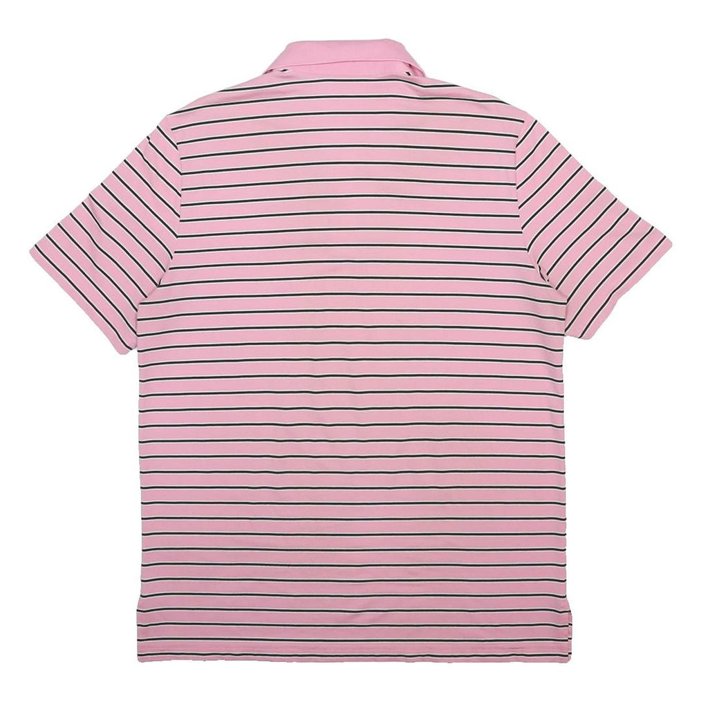 POLO RALPH LAUREN Mens Pink & Black Stripe Short Sleeve Polo Shirt L Cotton