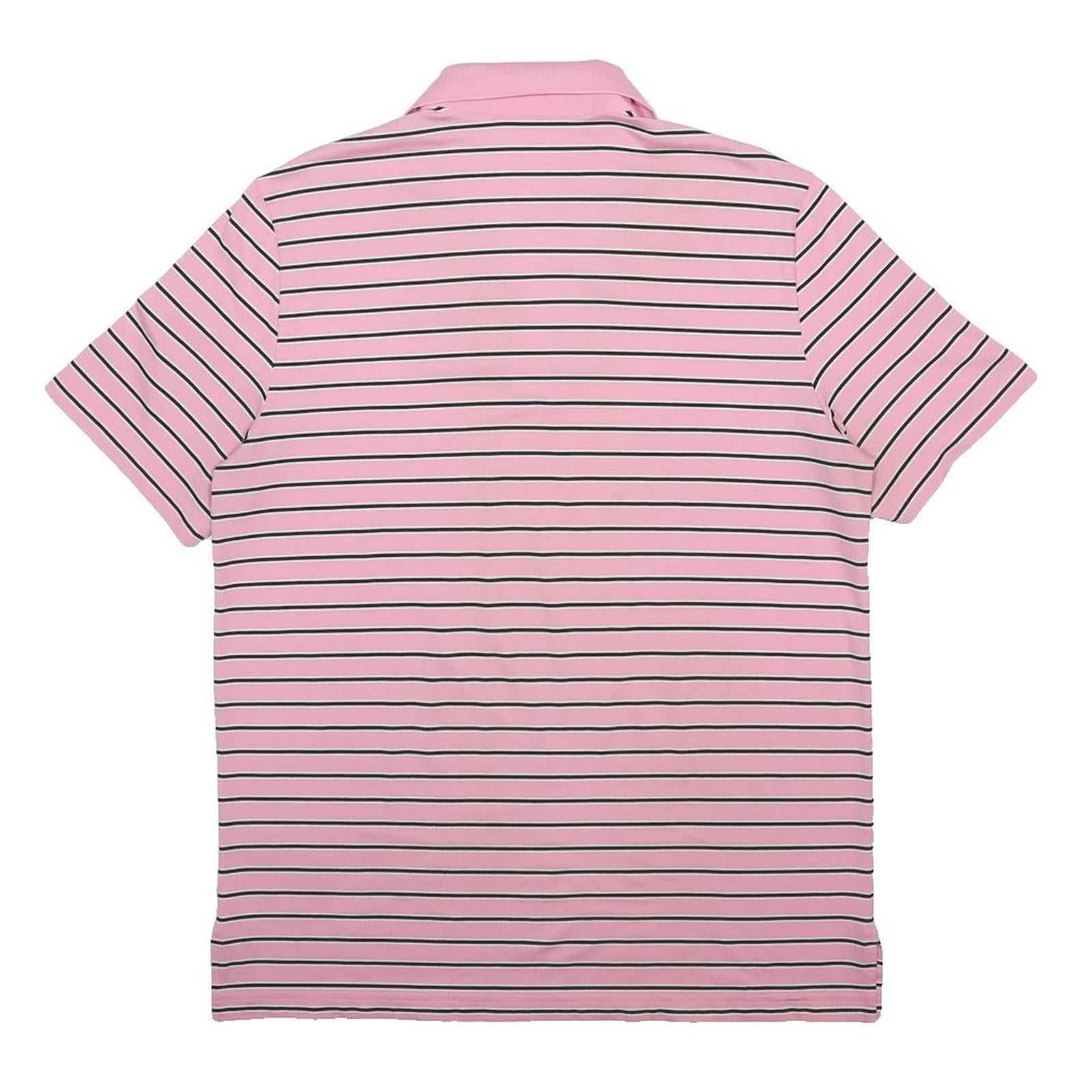 POLO RALPH LAUREN Mens Pink & Black Stripe Short Sleeve Polo Shirt L Cotton