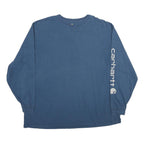 CARHARTT Mens Blue Long Sleeve Crew Neck Cotton T-Shirt 2XL Logo Print