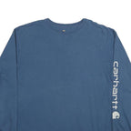 CARHARTT Mens Blue Long Sleeve Crew Neck Cotton T-Shirt 2XL Logo Print